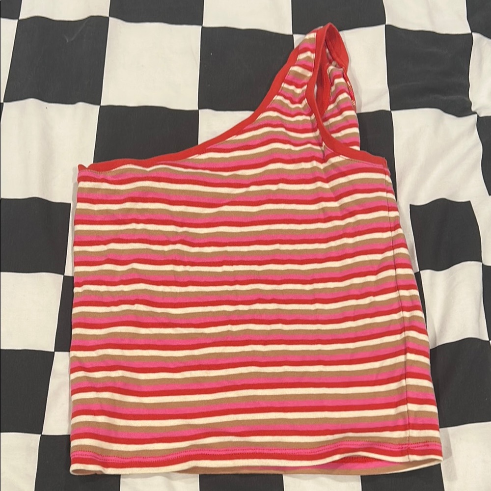 Cotton-On Striped One-Shoulder Top